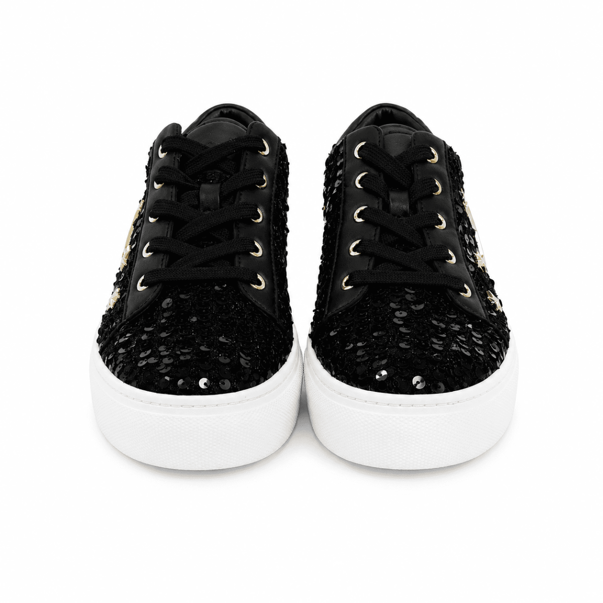 Zapatilla Lentejuelas Negras y Aplicaciones Decorativas - Imagen 2