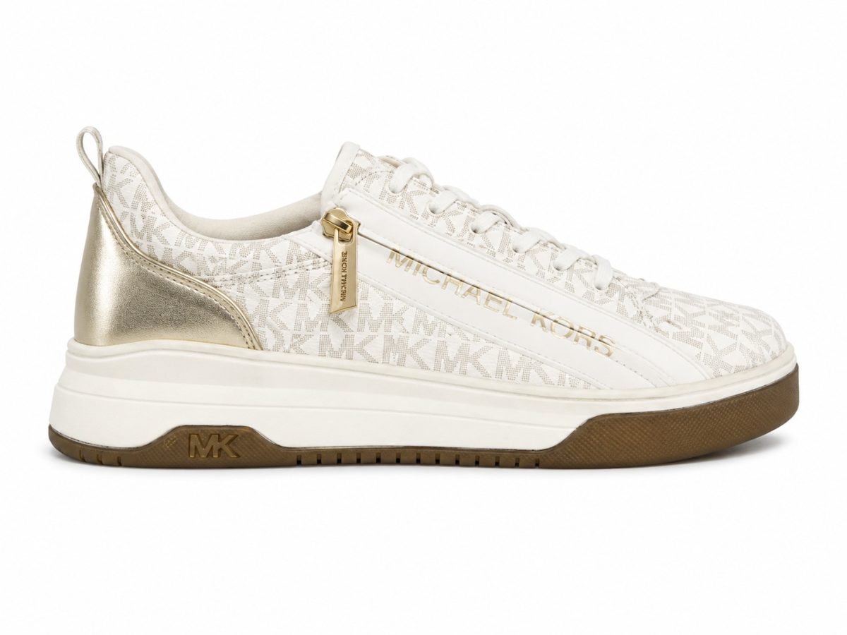 Zapatilla Monograma Crema Con Detalles Dorados - Imagen 3