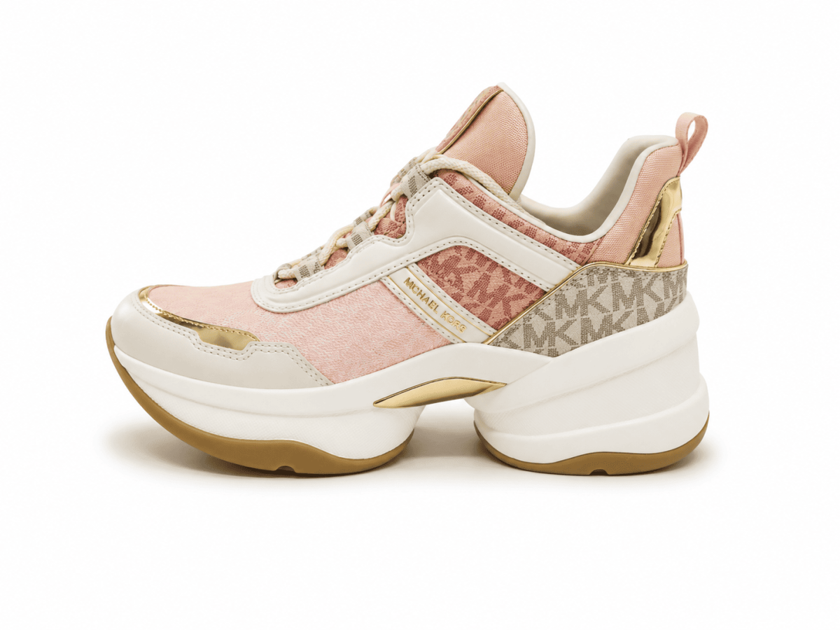 Zapatillas Rosa - Beige- Dorado Con Plataforma - Imagen 5