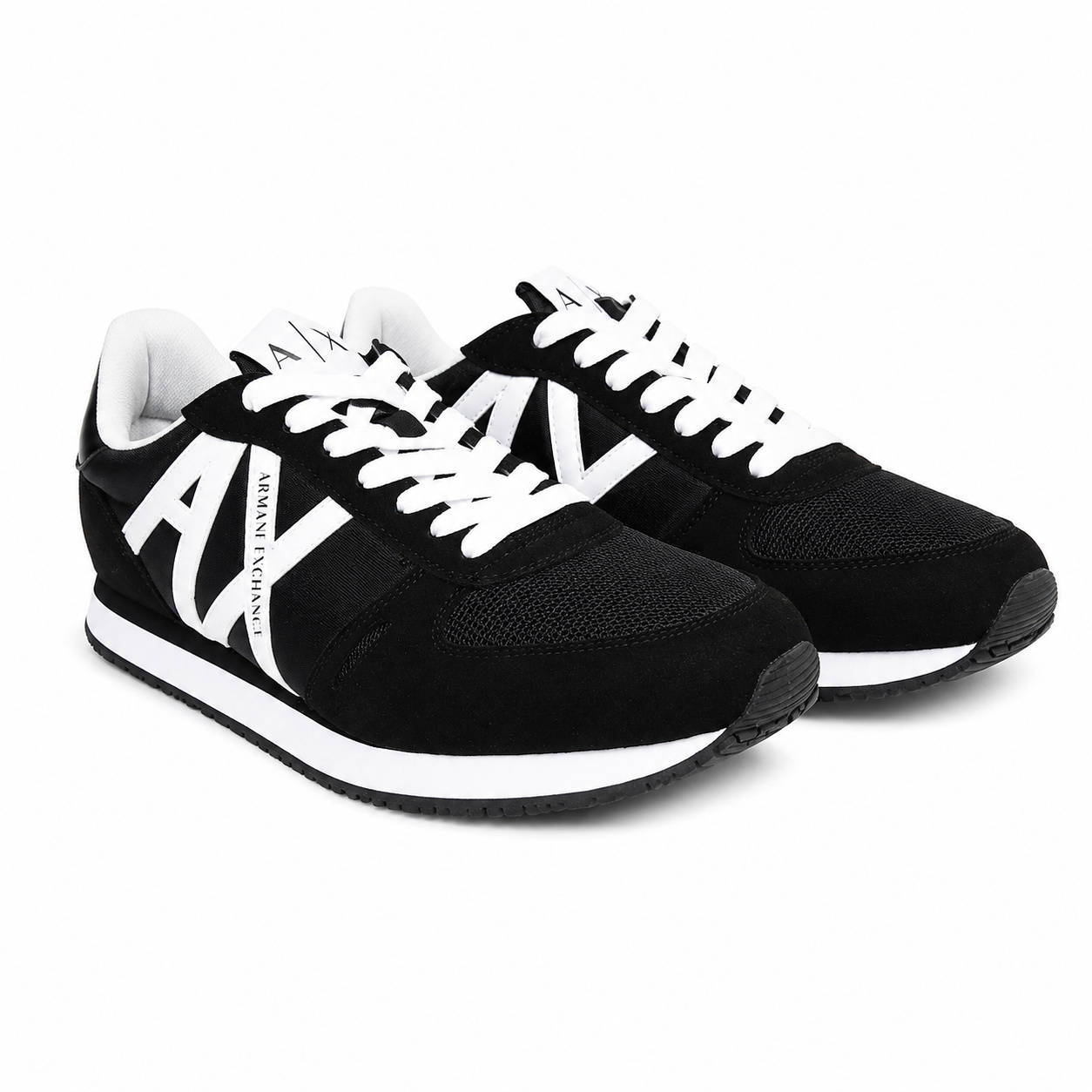 Armani Exchange XUX017 Talla 41 Zapatilla Casual Negra Con Logo Lateral Blanco - Imagen 1