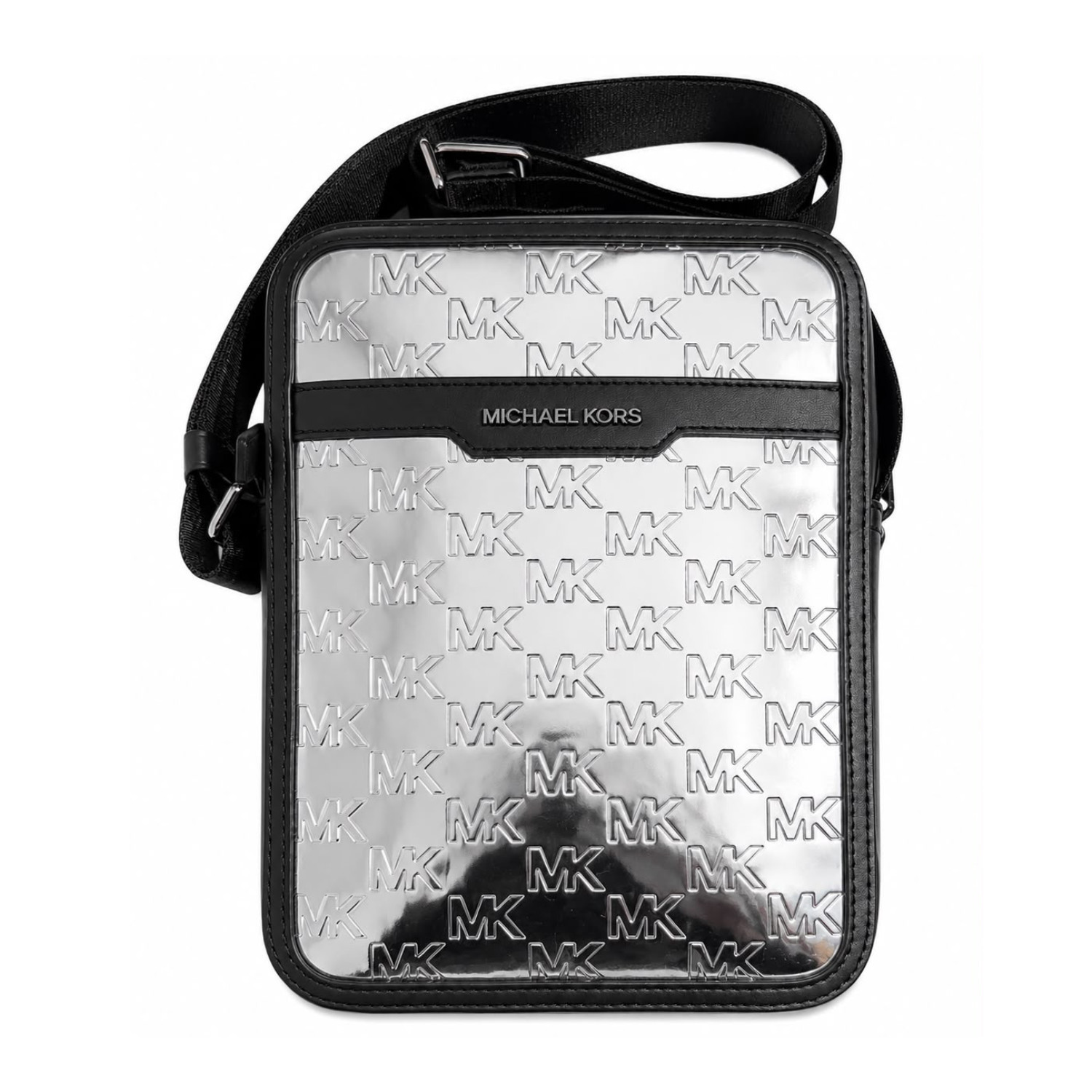 Bolso Michael Kors Crossbody Exclusivo Con Lona Recubierta Monograma Plateado - Imagen 1