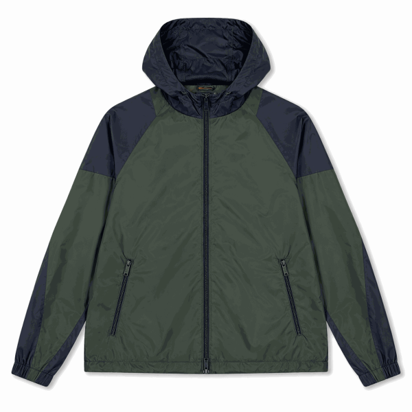 Cortaviento Verde-Negro Con Capucha