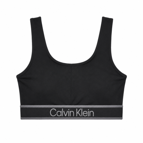Crop Top Sin Mangas De Color Negro Con Logo En Pretina