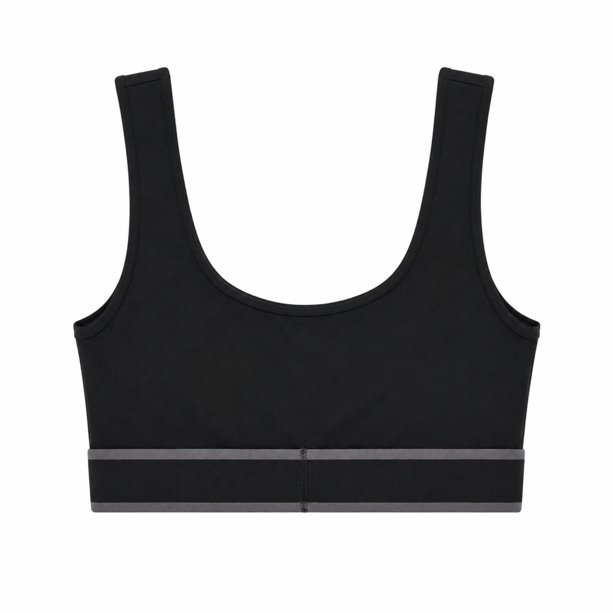 Crop Top Sin Mangas De Color Negro Con Logo En Pretina - Imagen 2