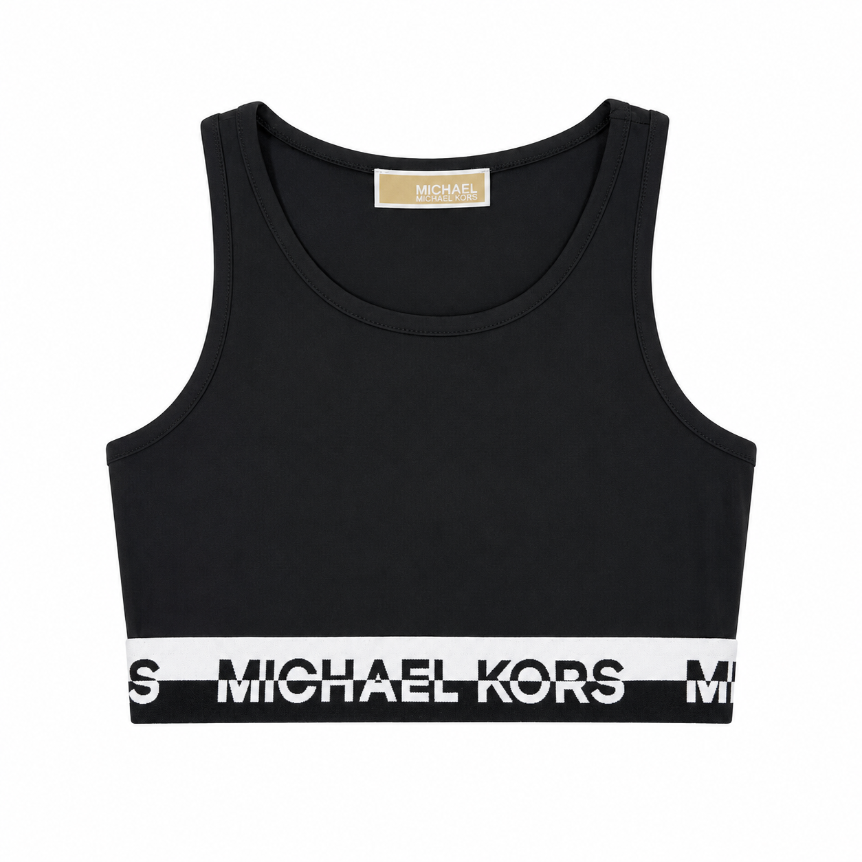 Crop top MK deporivo negro con blanco Crop Top Deportivo Negro Con Blanco Y Logo En La Pretina - Imagen 1