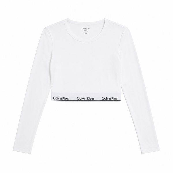 Crop Top Deportivo Manga Larga De Color Blanco