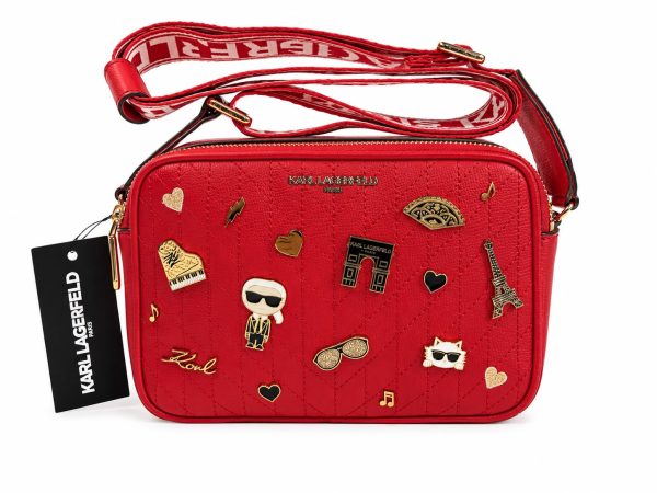 Crossbody Rojo con Pines Metálicos - Asa Ajustable