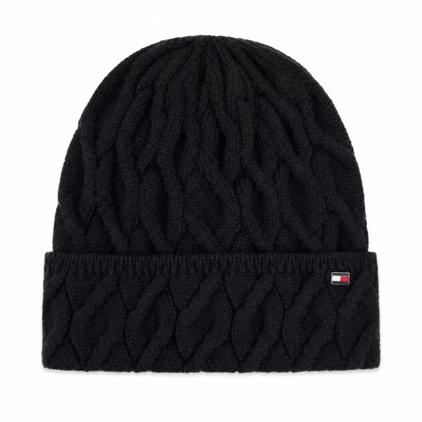 Gorro Tejido Invierno Negro Diseño Trenzado