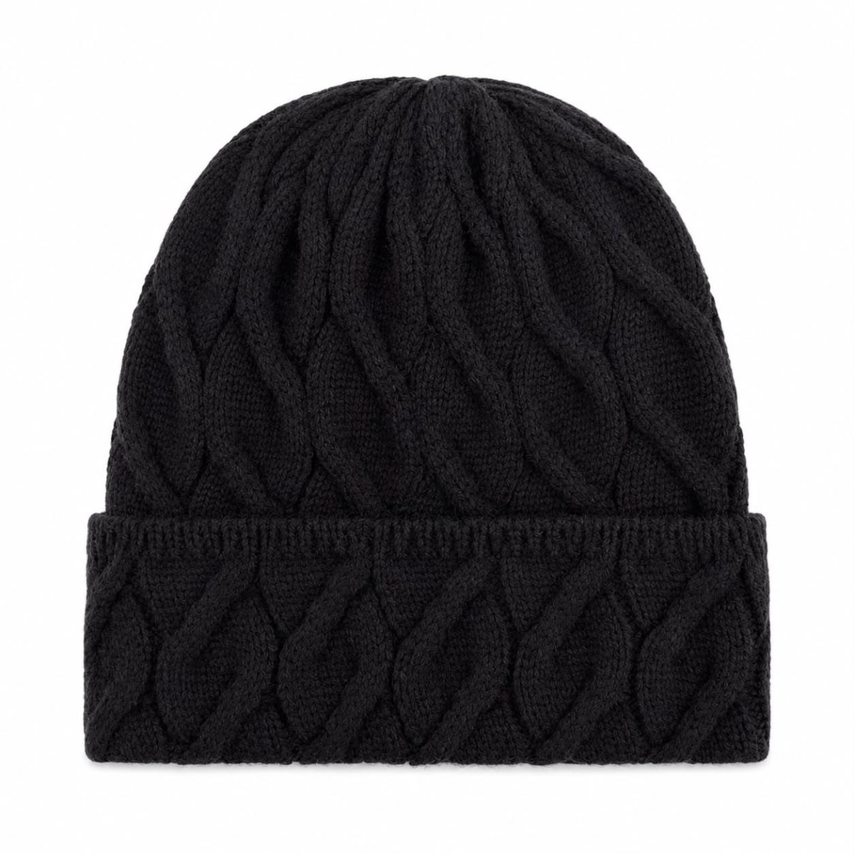 Gorro Tejido Invierno Negro Diseño Trenzado - Imagen 2