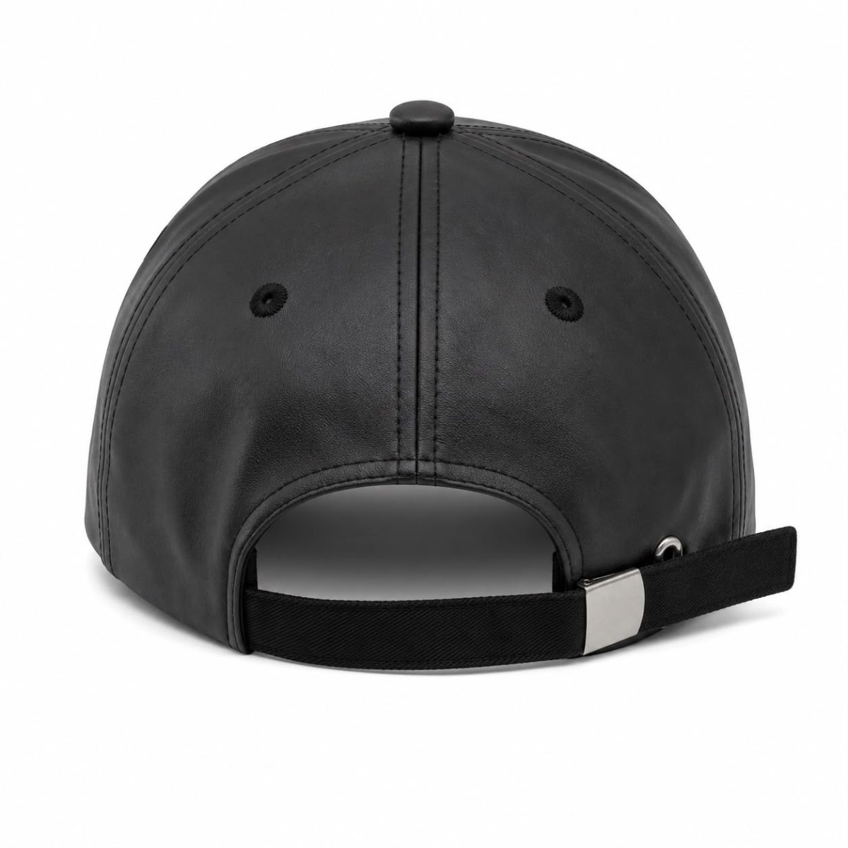 Jockey Negro Ecocuero con Logo Metálico - Imagen 3