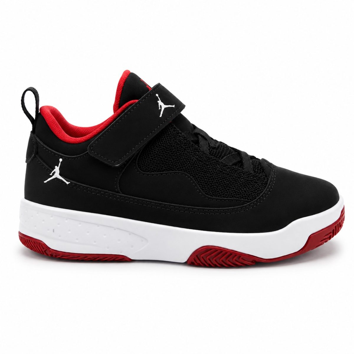 Zapatilla Deportiva Negra Con Detalles Rojos y Suela Blanca De Media Caña - Imagen 3