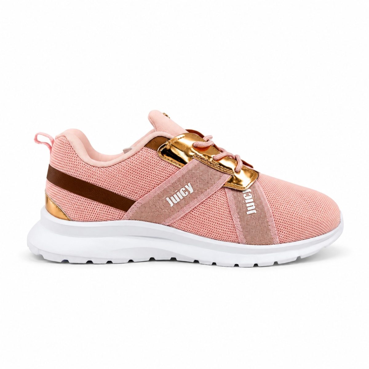 Zapatilla Deportiva Rosada Con Detalles Dorados - Imagen 3