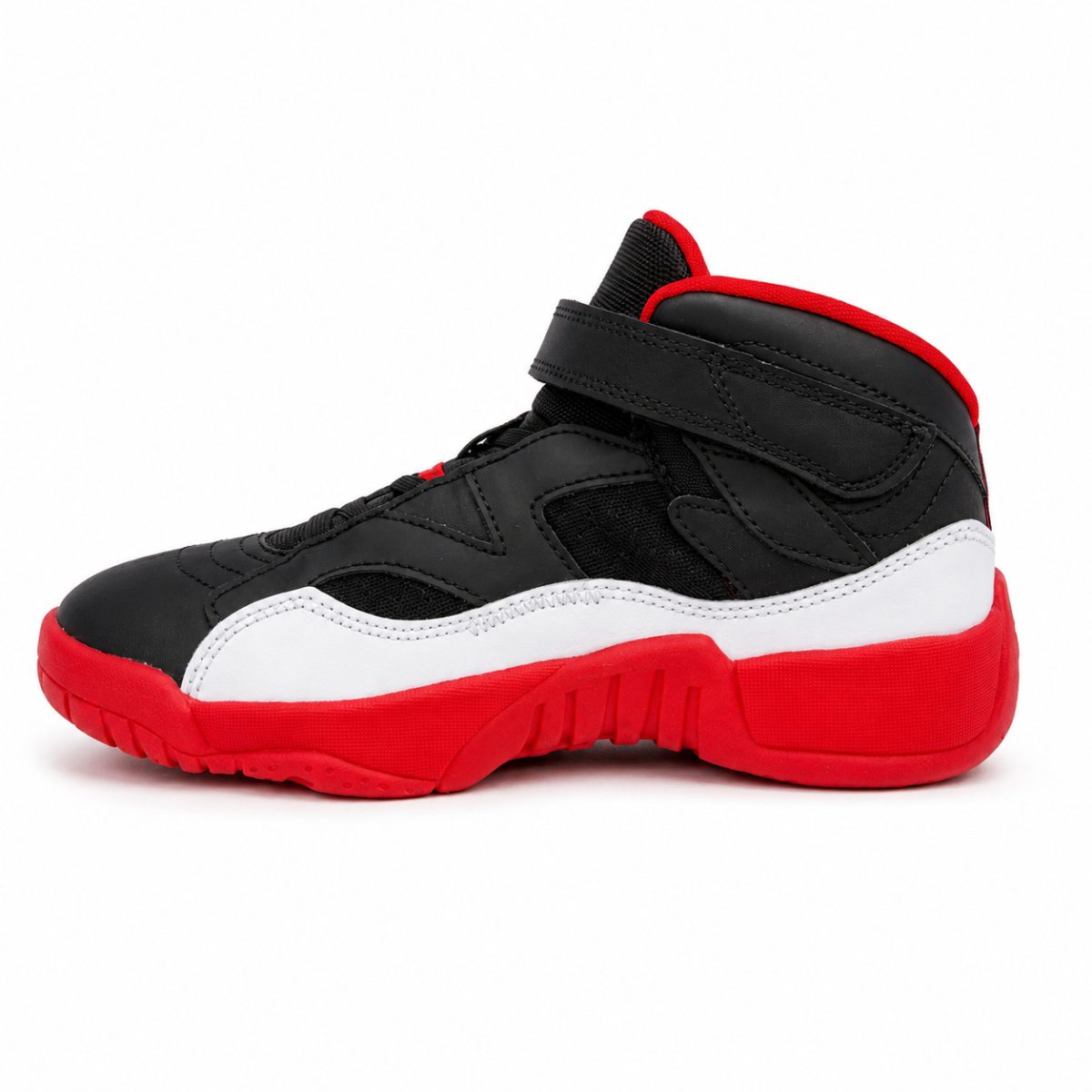 Zapatilla Deportiva Negra Con Detalles Blanco Y Rojo De Media Caña - Imagen 5