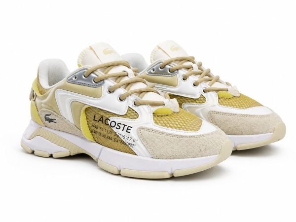 Zapatilla Deportiva Crema Con Detalles Blancos y Amarillos