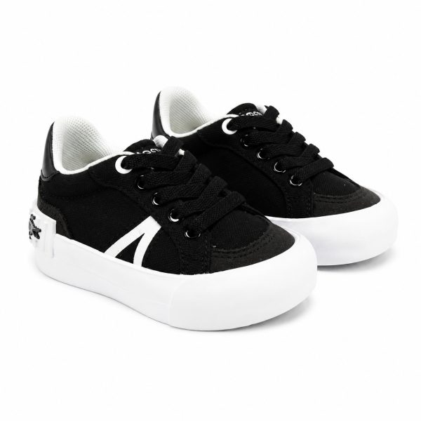 Zapatilla Casual Clásica Negro - Blanco Con Mini Logo Trasero