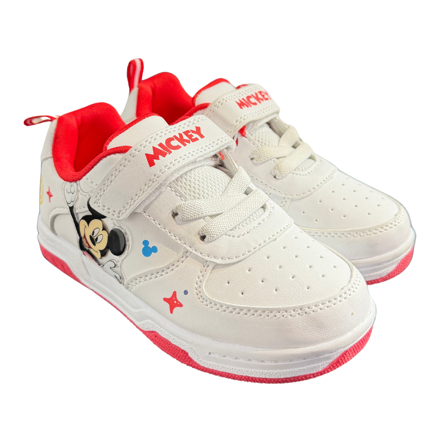 Mickey Mouse Zapatilla Blanca Personaje Lateral Con Detalles Rojo - Imagen 1
