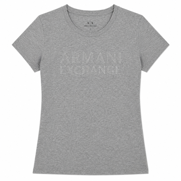 Polera Gris Japeado Con Logo En Brillos