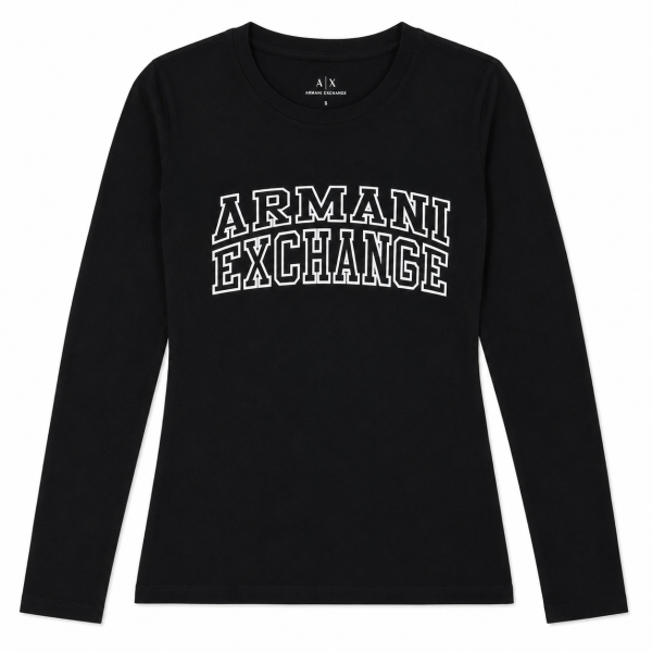 Polera Manga Larga Negra Con Letras Grandes