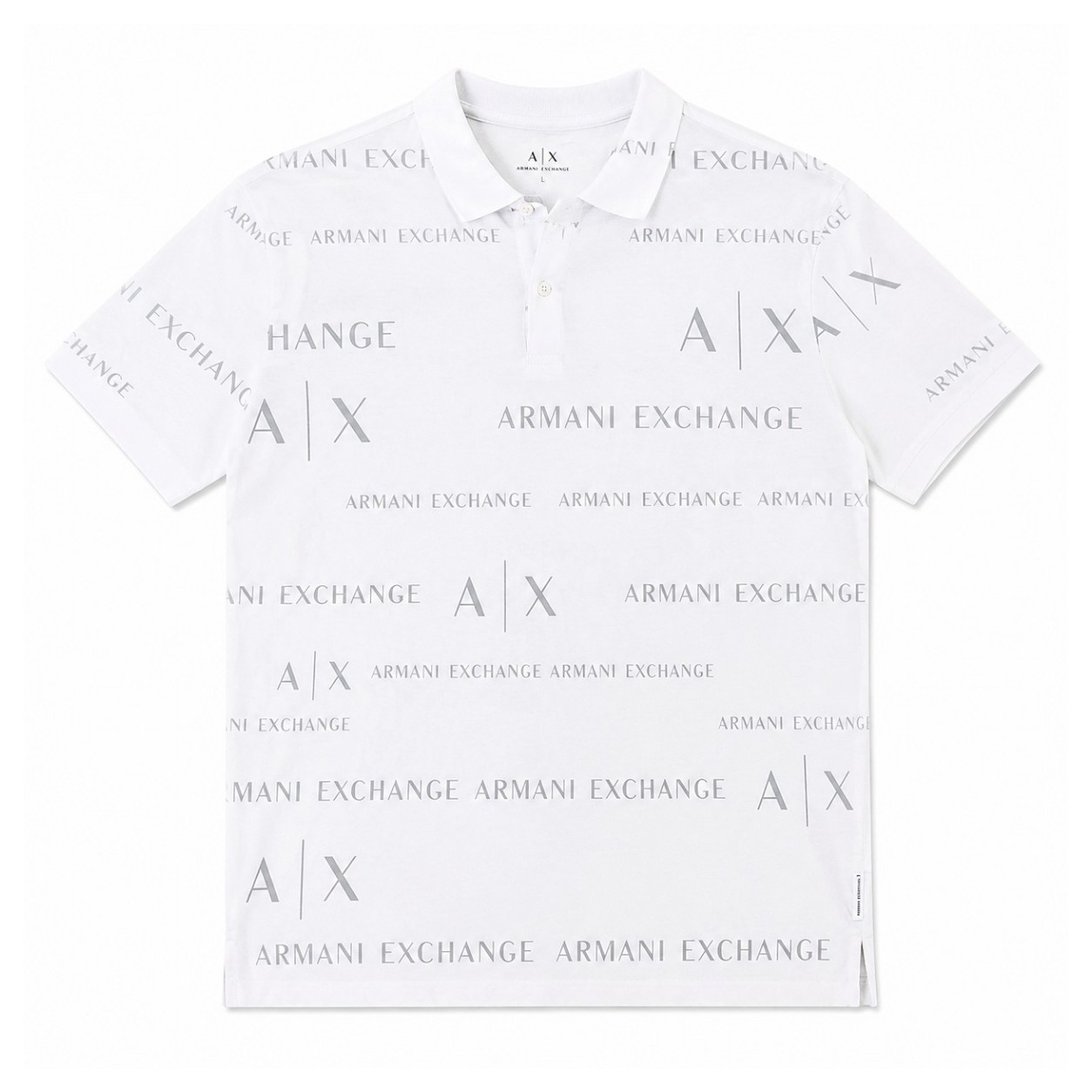 Polera Armani Exchange Blanca Polera Blanca - Monograma Con Cuello Y Botones - Imagen 1