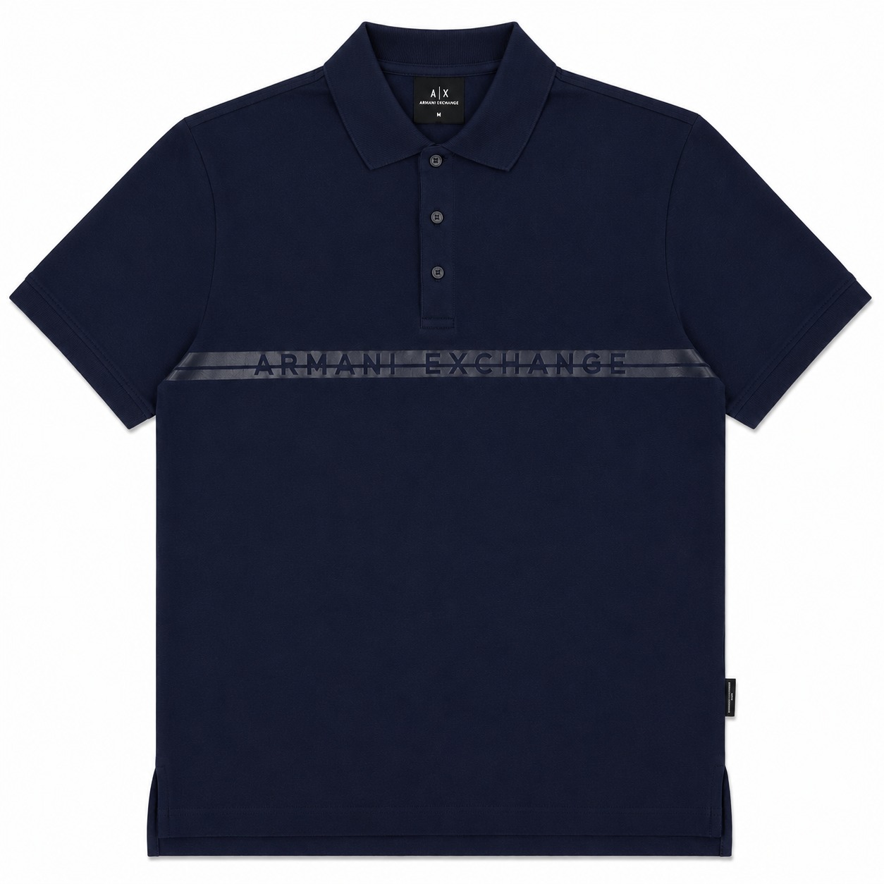 Polera Armani Exchange Con Cuello Polera Azul Marino Con Cuello Y Botones - Imagen 1