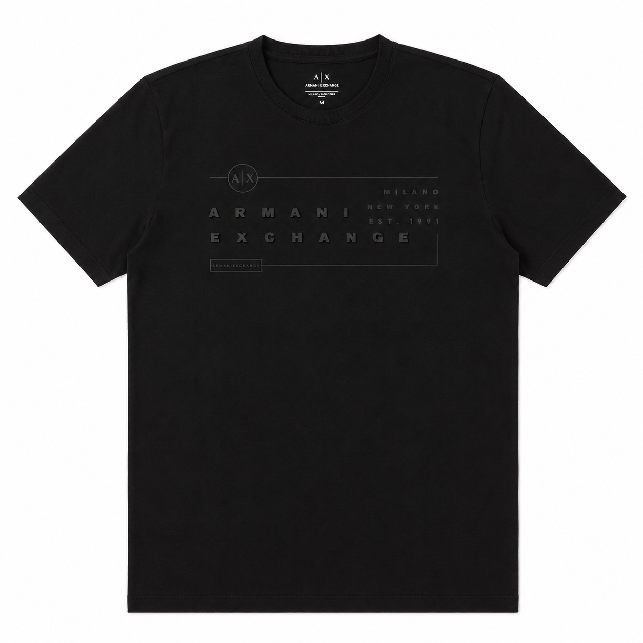 Polera Armani Exchange Negra Polera Negra Con Logotipo Frontal En Relieve - Imagen 1