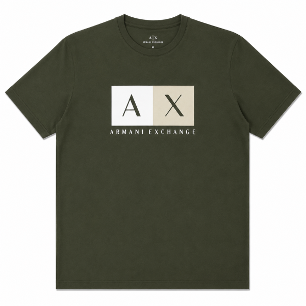 Polera Verde Musgo Con Logo Cuadrado Frontal
