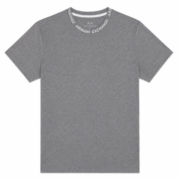 Polera Gris Jaspeado Logo En El Cuello