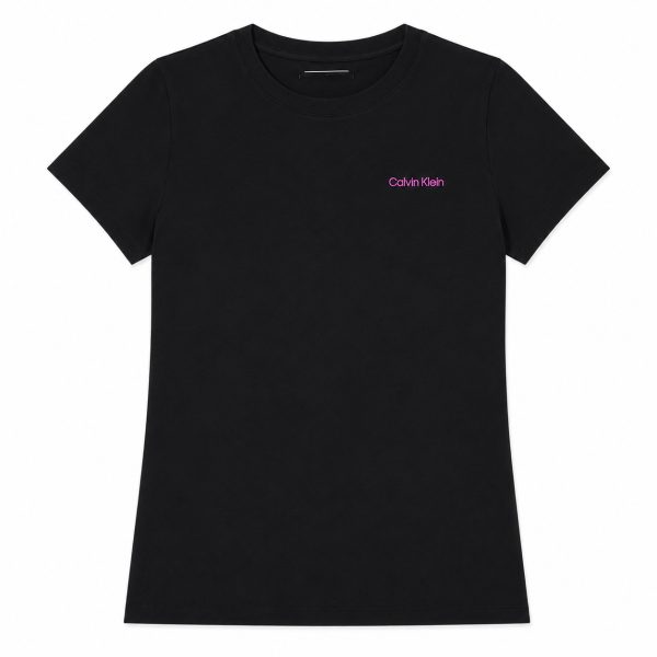 Polera Negra Con Mini Logo Lateral Morado