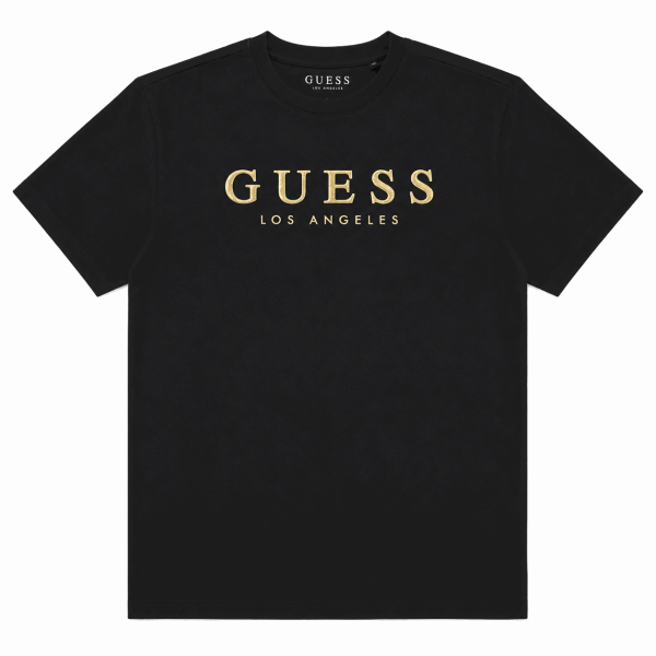 Polera Negra Con Bordado Frontal Dorado