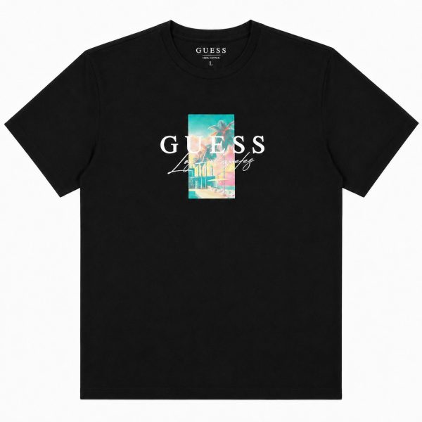 Polera Negra Con Estampado Frontal Y Trasero