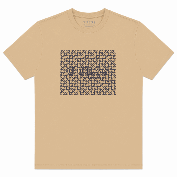 Polera Beige Con Monograma Frontal Negro