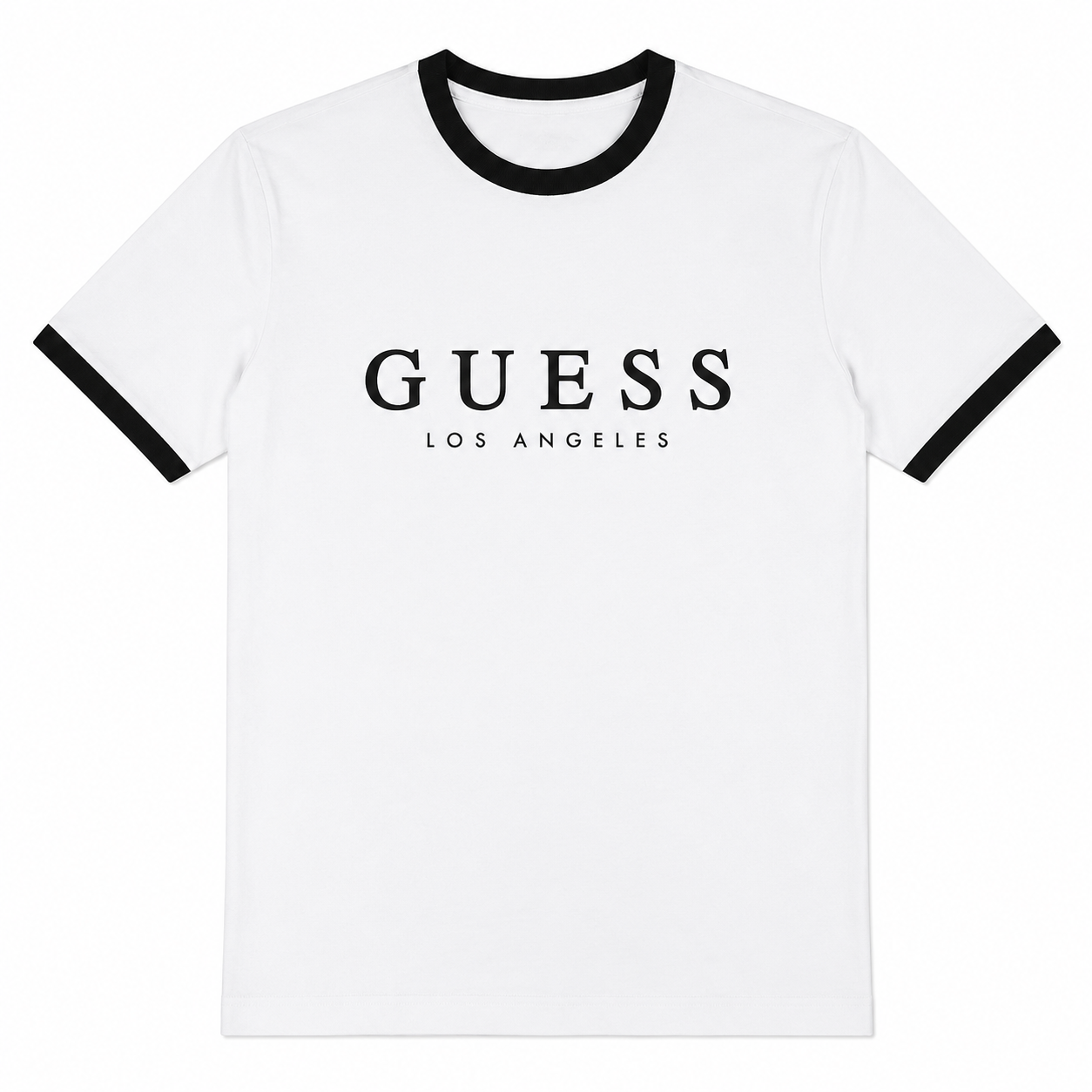 Polera Guess Blanca Polera Blanca Con Logotipo Y Detalles Negro - Imagen 1