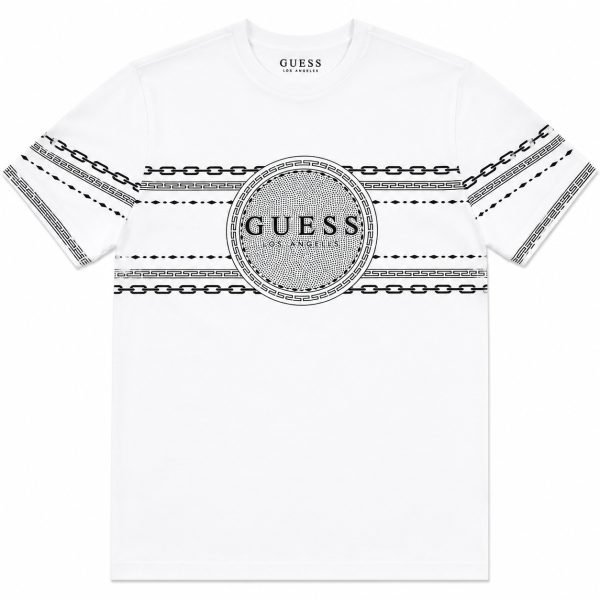Polera Blanca Con Detalles De Cadenas Gris