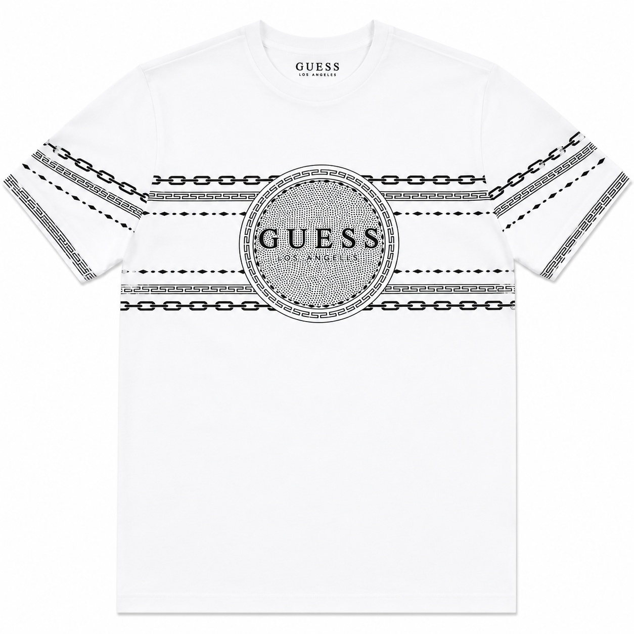 Polera Guess Blanca Con Cadenas Polera Blanca Con Detalles De Cadenas Gris - Imagen 1