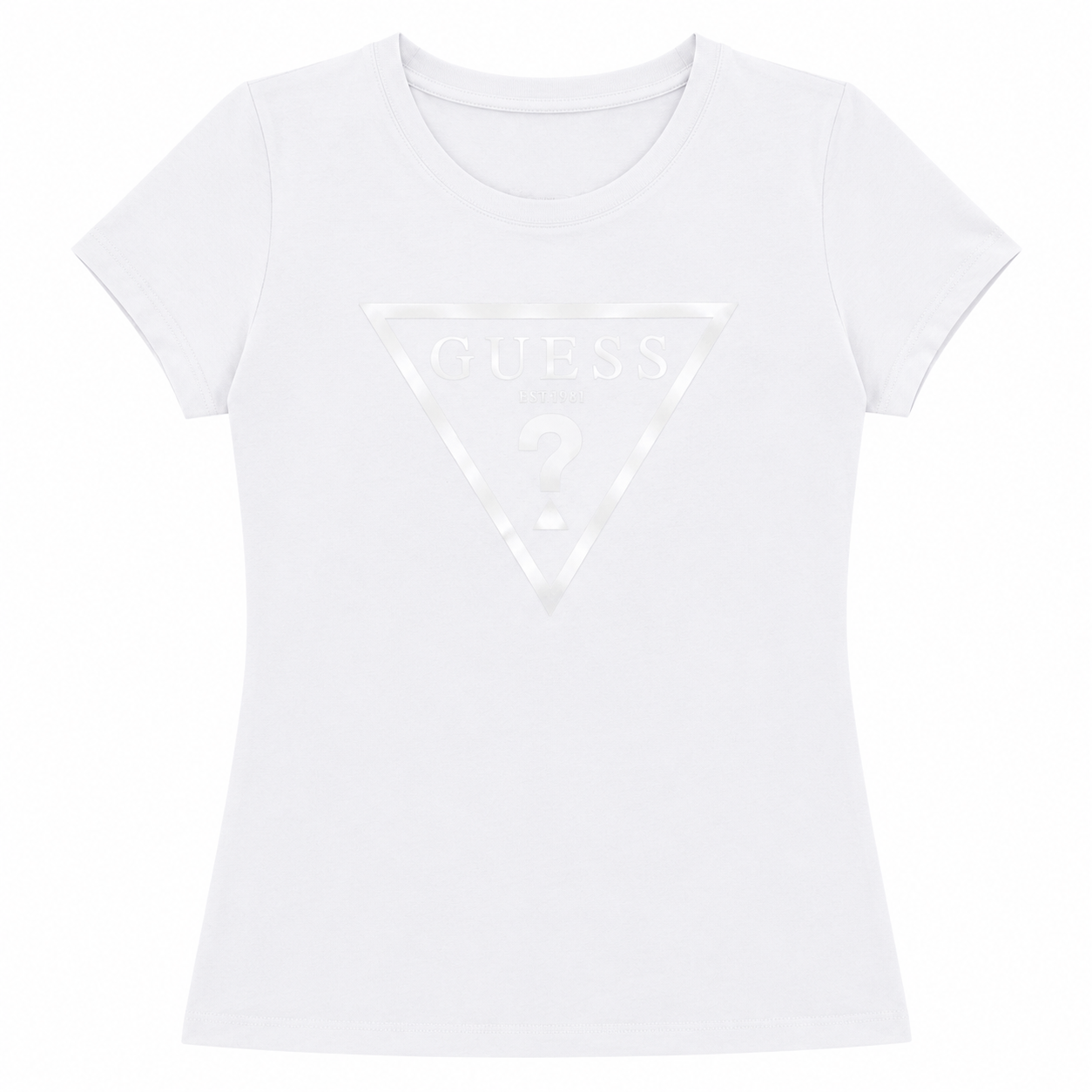 Polera Guess Blanco Polera Blanca Con Logo Metalizado - Imagen 1