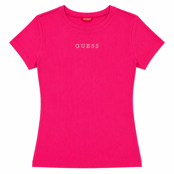 Polera Fucsia Con Logo Sutil En El Centro Plateado