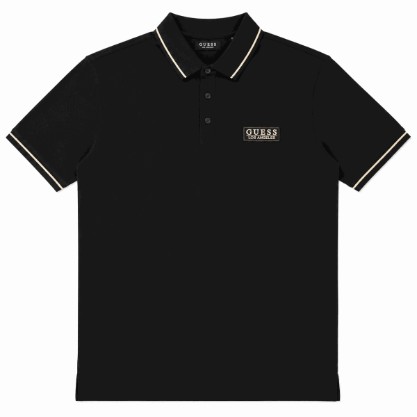 Polera Negra Con Cuello-Botones Y Detalles Dorados