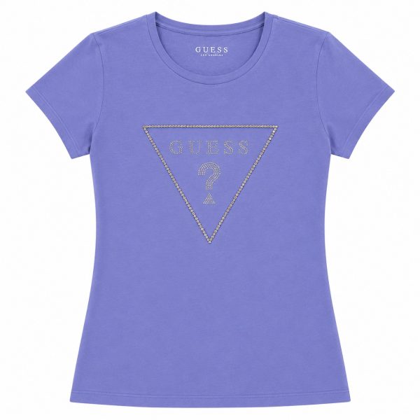 Polera Morada Con Logo De Brillos