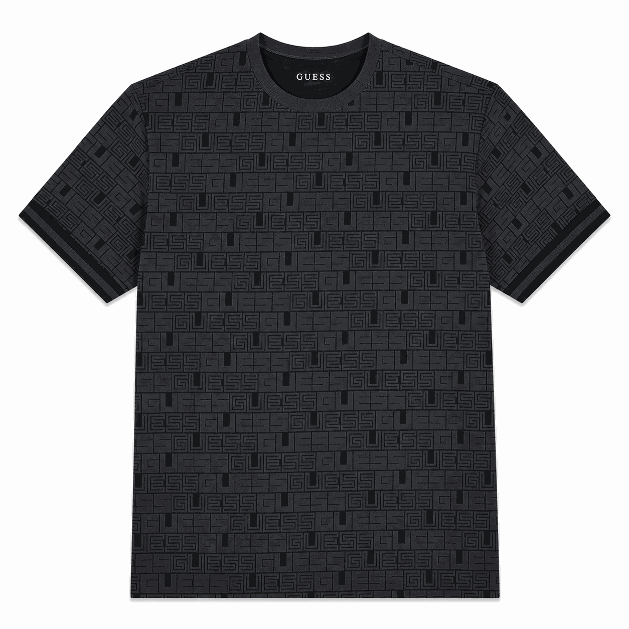 Polera Guess Multilogo Polera Negra Mutilogo Tono Sobre Tono - Imagen 1