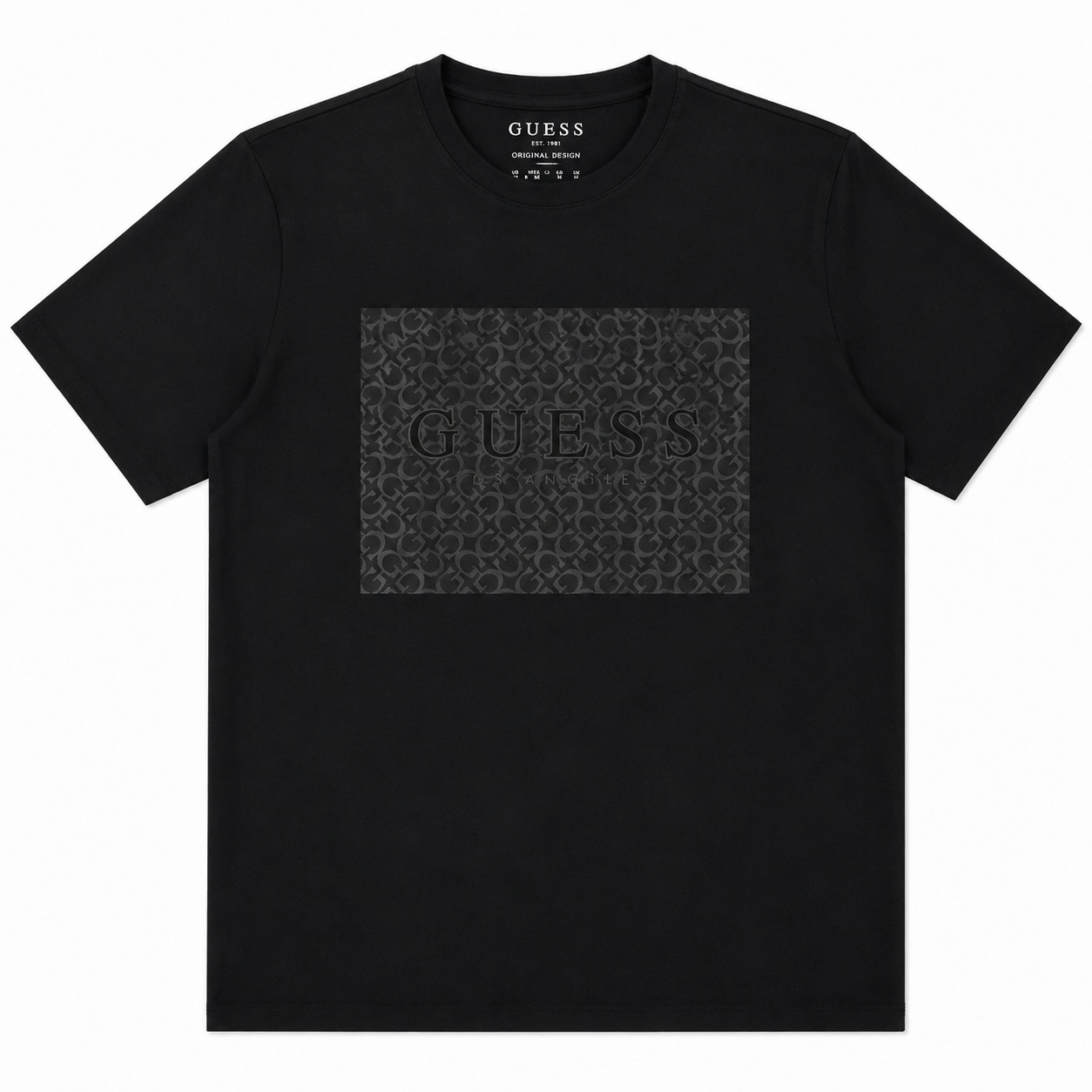 Polera Guess Negra Polera Negra Con Estampado Central De Monograma - Imagen 1