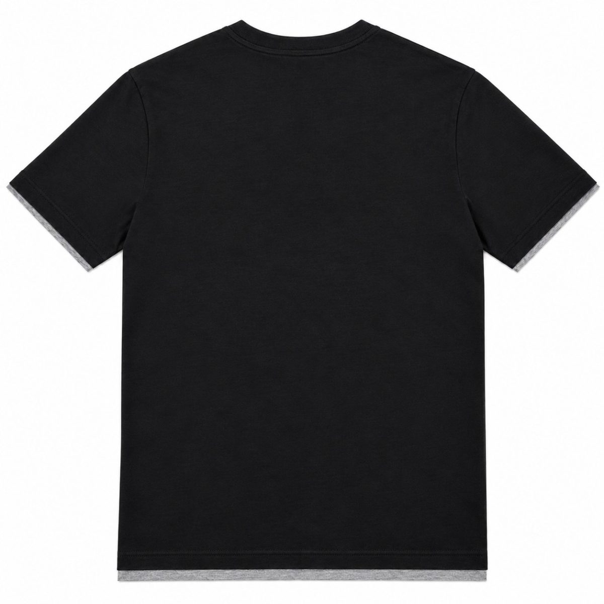 Polera Negra Con Detalles Gris - Logotipo Frontal En Relieve Y Botones - Imagen 2