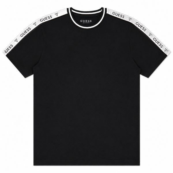 Polera Negra Con Franja Blanca