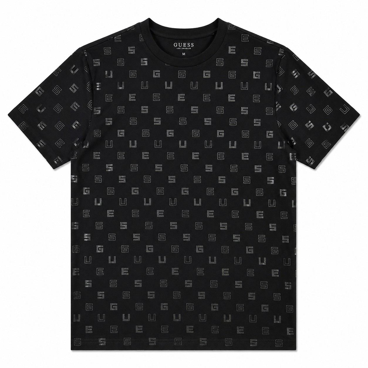 Polera Guess Negra Letras Polera Negra Con Monograma Gris - Imagen 1