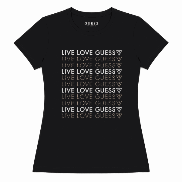 Polera Negra Live Love Con Brillos