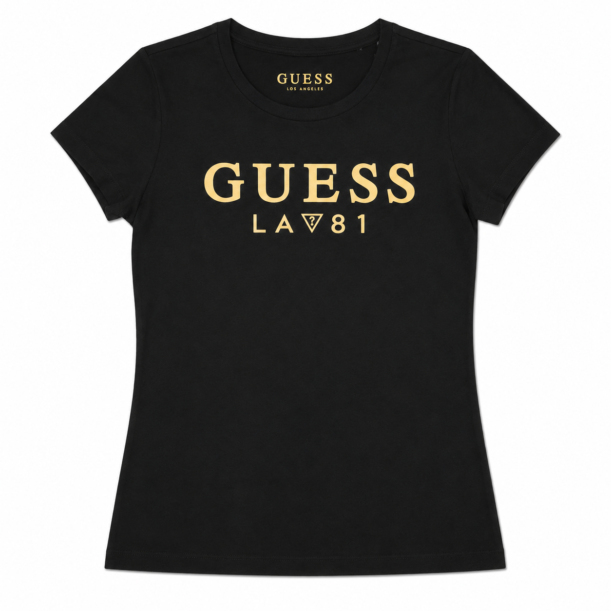 Polera Guess Negra con dorado Polera Negra Con Logo Letras Doradas 81 - Imagen 1