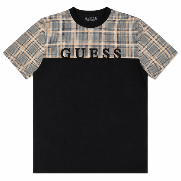 Polera Nergra Y Cuadros En Marron Con Logo Negro