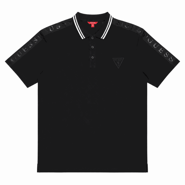 Polera Negra Con Cuello-Botones Y Detalles En Blanco