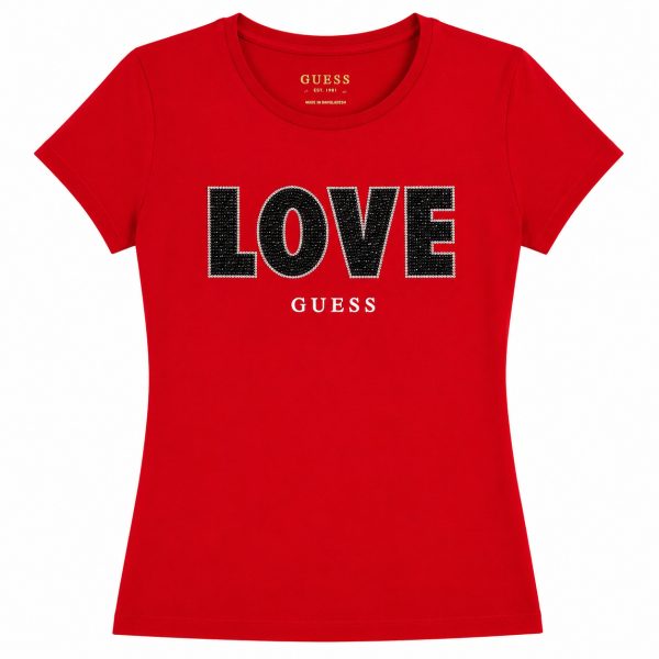 Polera Roja Con Love De Brillo