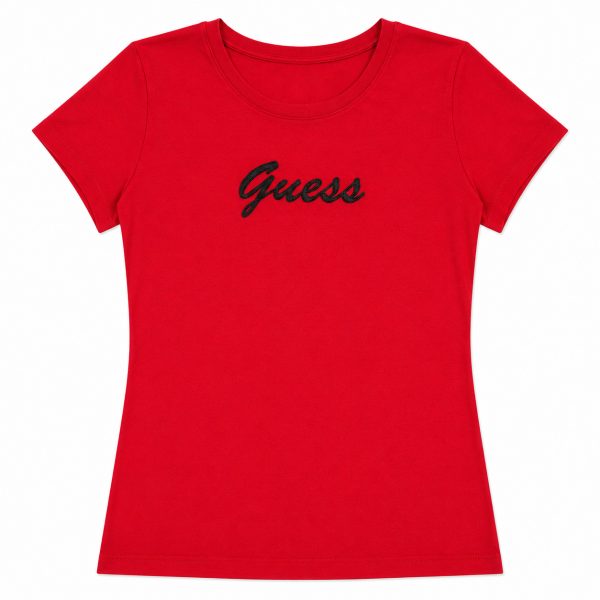 Polera Roja Con Logo Central Negro