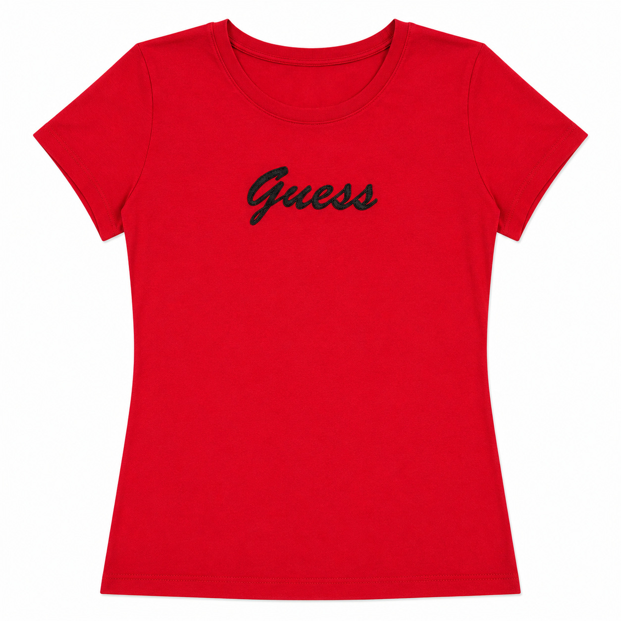 Polera Guess Roja Polera Roja Con Logo Central Negro - Imagen 1